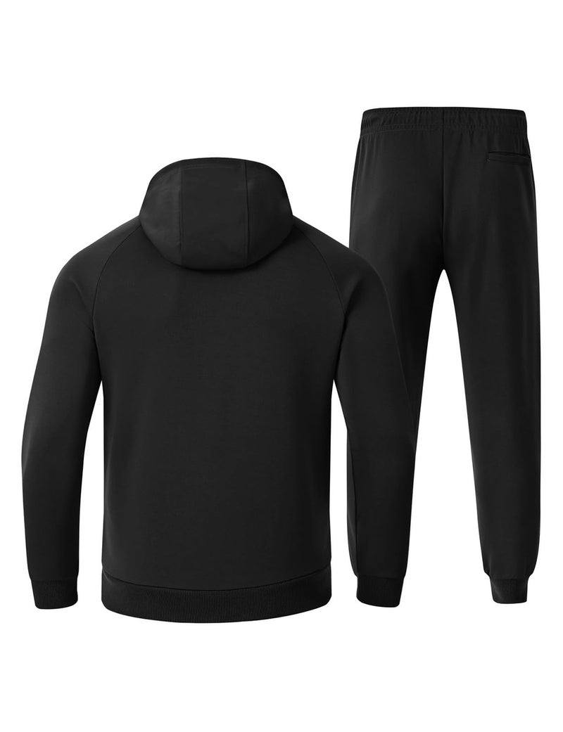 Rdruko Men's Sweat Track Suit Jogger Sweatsuits Tracksuits Workout Athletic Suit 2 Piece Set, Black, M - Image 2