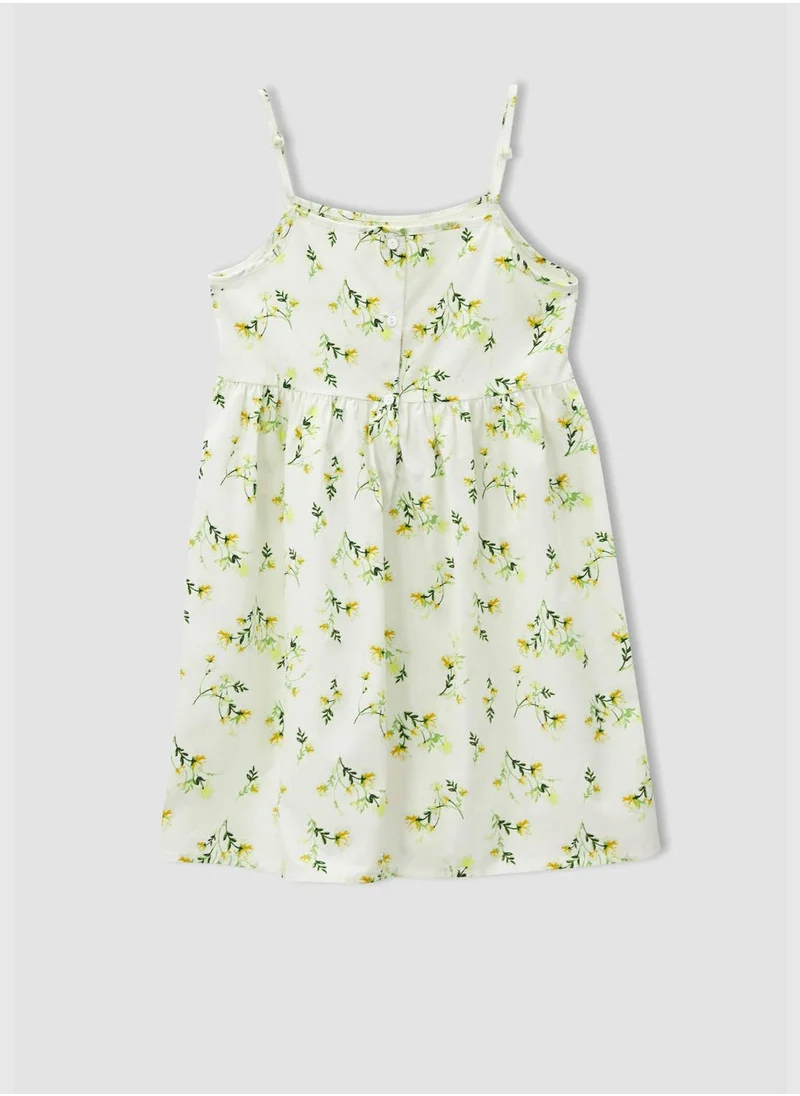 DeFacto Tropical Patterned Spaghetti Strap Square Neck Dress