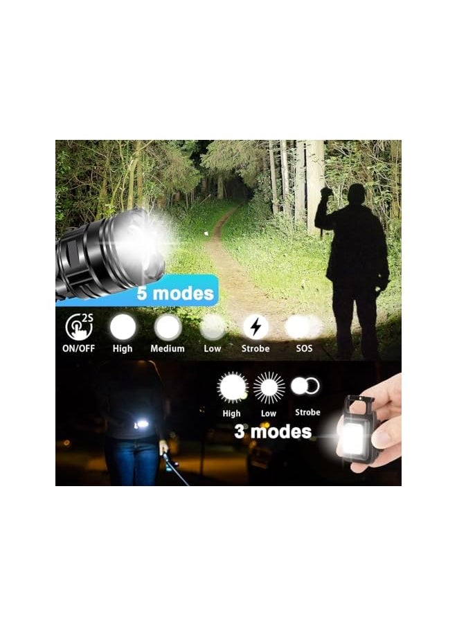 PROMASS promass Flashlights High Lumens LED Rechargeable, 20000 Lumen Powerful Flashlight, Super Bright EDC Flash Light Torch Light Waterproof 5 Modes LCD Display, COB Work Light with Clip  - Image 3