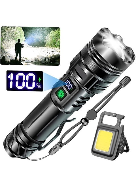 promass Flashlights High Lumens LED Rechargeable, 20000 Lumen Powerful Flashlight, Super Bright EDC Flash Light Torch Light Waterproof 5 Modes LCD Display, COB Work Light with Clip