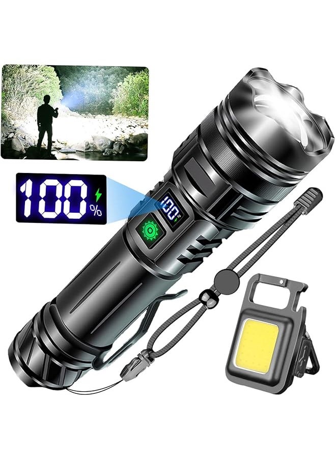 PROMASS promass Flashlights High Lumens LED Rechargeable, 20000 Lumen Powerful Flashlight, Super Bright EDC Flash Light Torch Light Waterproof 5 Modes LCD Display, COB Work Light with Clip  - Image 1
