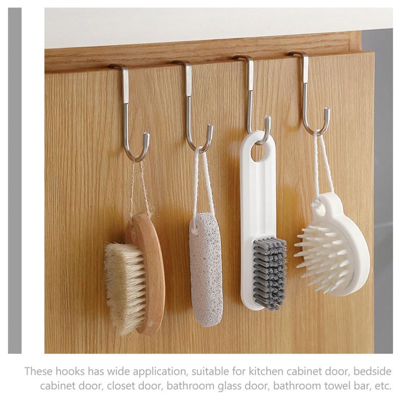 4Pcs Silver S Shaped Door Hooks Heavy Duty Stainless Steel For Hanging Clothes Towels - Image 5