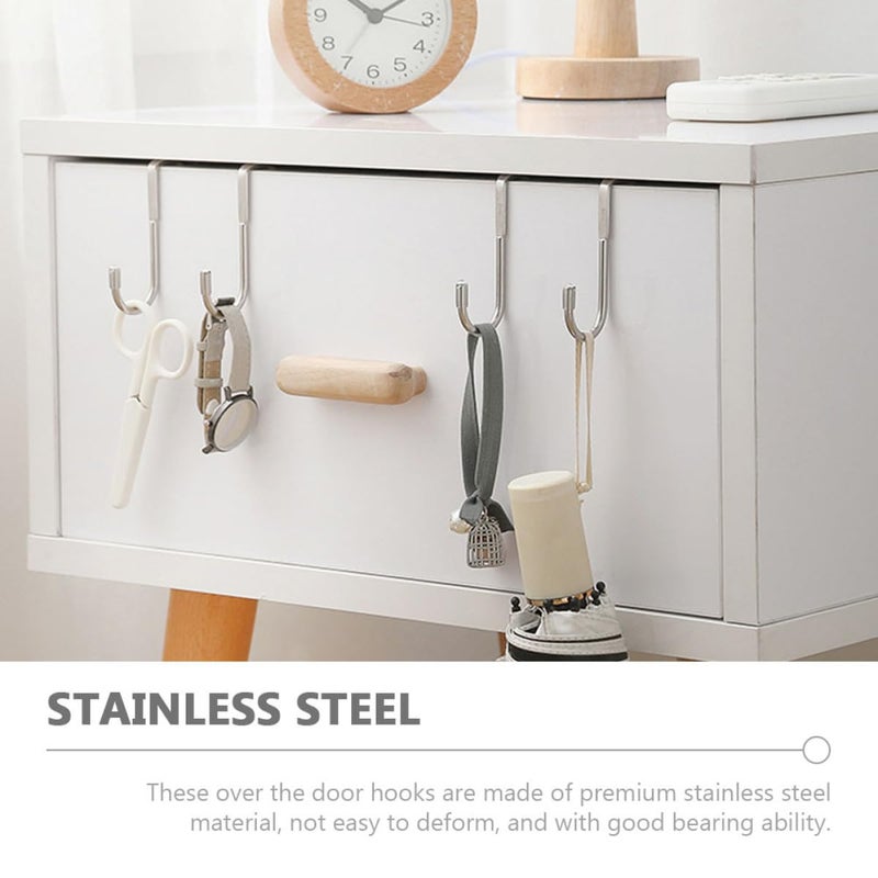 4Pcs Silver S Shaped Door Hooks Heavy Duty Stainless Steel For Hanging Clothes Towels - Image 4