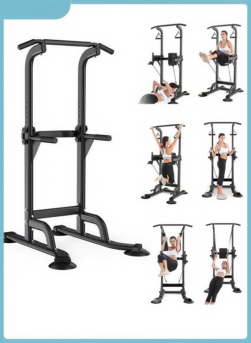 إتش كيو جيمنغ محطة بار سحب لأعلى من باور تاور، محطة غمس رف سحب قائمة بذاتها لصالة الألعاب الرياضية المنزلية، ارتفاع قابل للتعديل لتدريب القوة المنزلية ومعدات تمارين اللياقة البدنية - Image 1