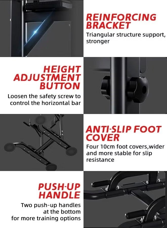 إتش كيو جيمنغ محطة بار سحب لأعلى من باور تاور، محطة غمس رف سحب قائمة بذاتها لصالة الألعاب الرياضية المنزلية، ارتفاع قابل للتعديل لتدريب القوة المنزلية ومعدات تمارين اللياقة البدنية - Image 2