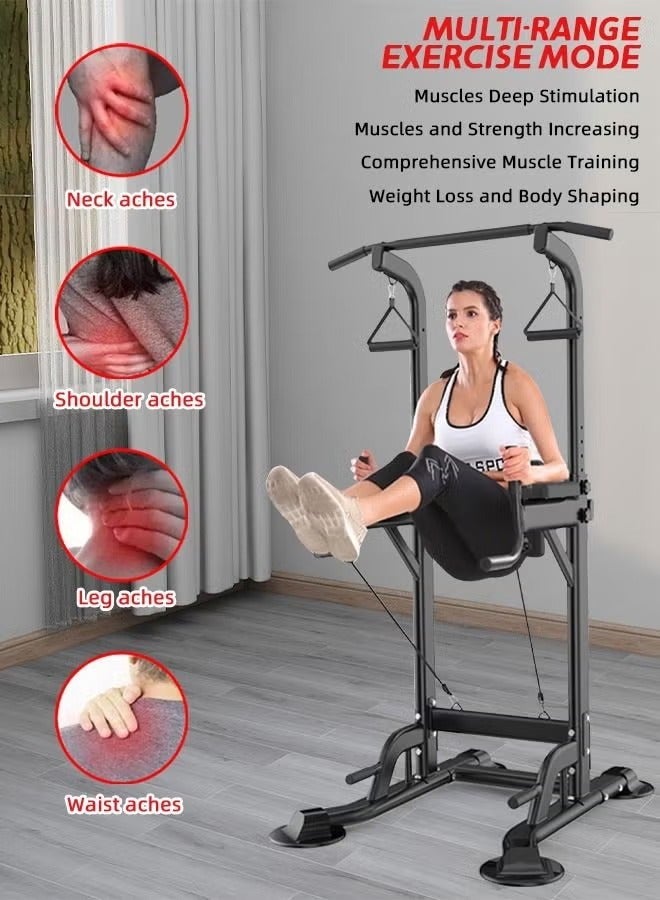 إتش كيو جيمنغ محطة بار سحب لأعلى من باور تاور، محطة غمس رف سحب قائمة بذاتها لصالة الألعاب الرياضية المنزلية، ارتفاع قابل للتعديل لتدريب القوة المنزلية ومعدات تمارين اللياقة البدنية - Image 3