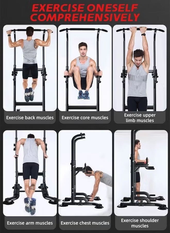 إتش كيو جيمنغ محطة بار سحب لأعلى من باور تاور، محطة غمس رف سحب قائمة بذاتها لصالة الألعاب الرياضية المنزلية، ارتفاع قابل للتعديل لتدريب القوة المنزلية ومعدات تمارين اللياقة البدنية - Image 5