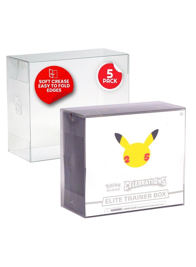 EVORETRO Plastic Display Case for Pokemon ETB - 5-Pack - Pokemon ETB Case Protectors for Elite Trainer Boxes Like Paldean Fates, 0.50mm Archival Grade Clear Plastic, Soft Crease, Easy to Assemble - Image 1
