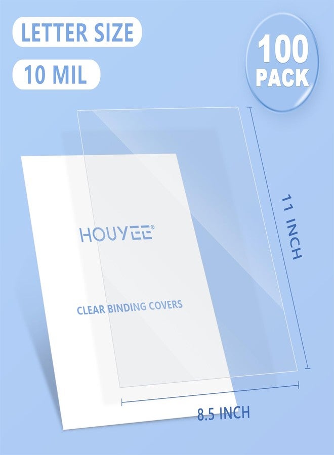 HOUYEE 100 Pack10 Mil Clear Binding Presentation Covers, PVC Report Cover Sheets for Binding, Square Corner, 8.5 x11 Inches, Letter Size - Image 2
