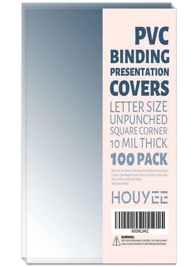 HOUYEE 100 Pack10 Mil Clear Binding Presentation Covers, PVC Report Cover Sheets for Binding, Square Corner, 8.5 x11 Inches, Letter Size - Image 1