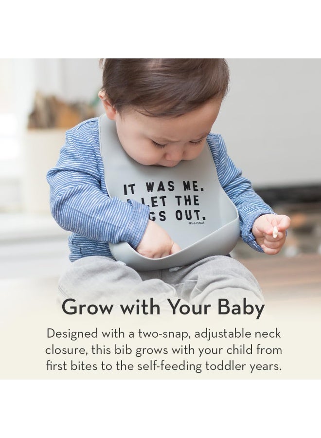 Bella Tunno Baby Bib for Eating by Bella Tunno, Set of 2 Waterproof Silicone Bibs with Large Food Catcher, Adjustable Fit for Babies 4-12 months & Toddlers 1-3 Years, Boys & Girls, Who Runs The World & Gorgeous - Image 4