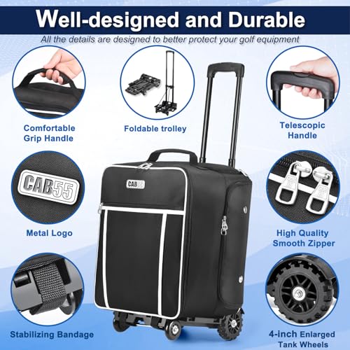 CAB55 Golf Trunk Organizer with 4 Wheels 2 Layer Waterproof Car Golf Organizer with Separate Ventilated Compartment for 2 Pair Shoes Golf Trunk Storage for Clothes Accessories Golf Gifts Black - Image 3