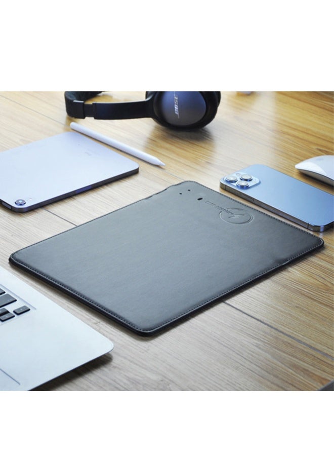 DUNISO Mini Wireless Charging Mouse Pad Premium Leather Mouse Pad Charging Wireless Mousepad Folds Up for Ofiice Travel - Image 5