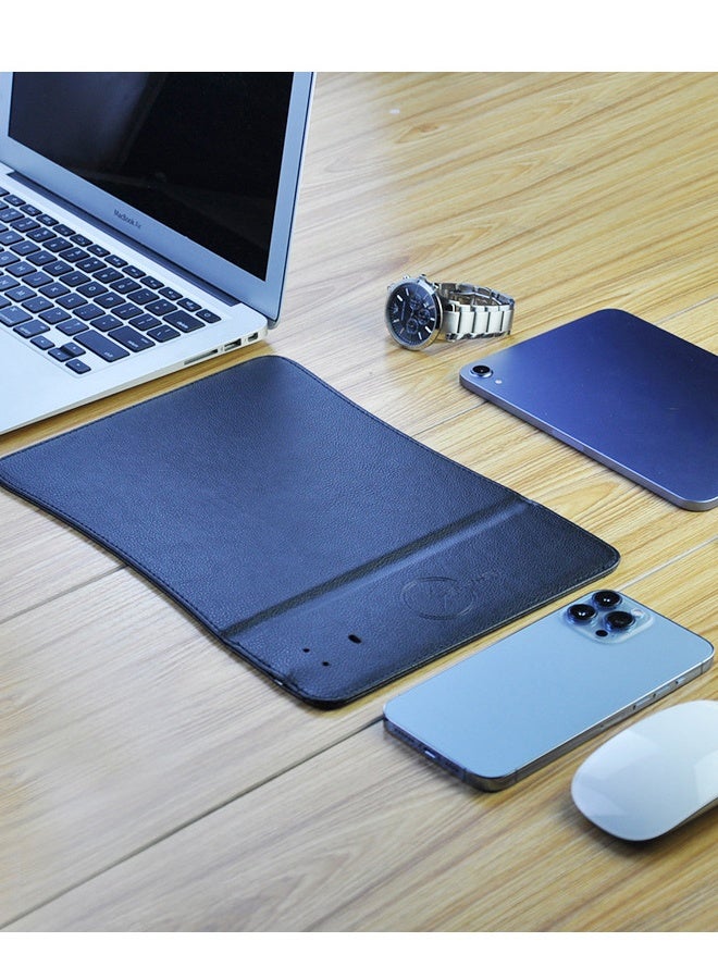 DUNISO Mini Wireless Charging Mouse Pad Premium Leather Mouse Pad Charging Wireless Mousepad Folds Up for Ofiice Travel - Image 3