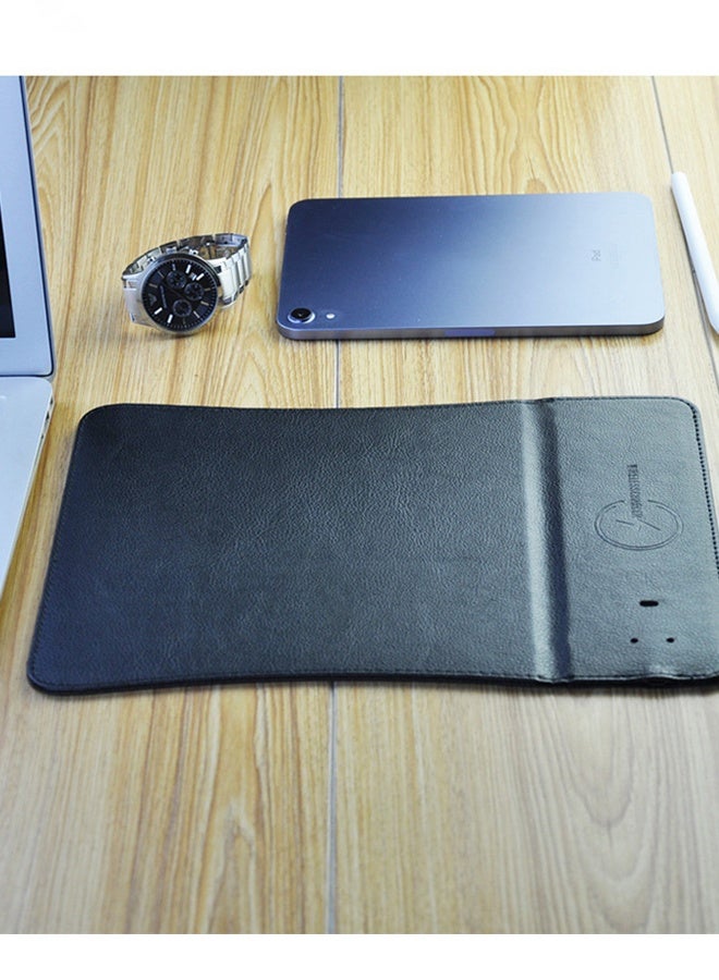 DUNISO Mini Wireless Charging Mouse Pad Premium Leather Mouse Pad Charging Wireless Mousepad Folds Up for Ofiice Travel - Image 4