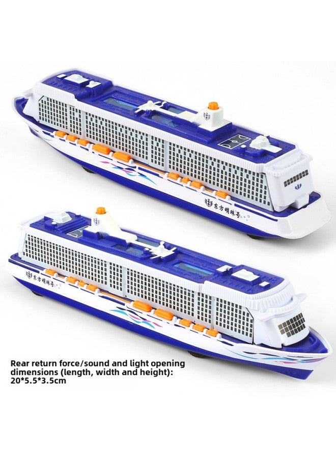 Eter Love Cruise Ship Alloy Model Yacht Simulation Ship Toy Sightseeing Ship Acousto-optic Back Force 1713B Box-Color:White  - Image 1