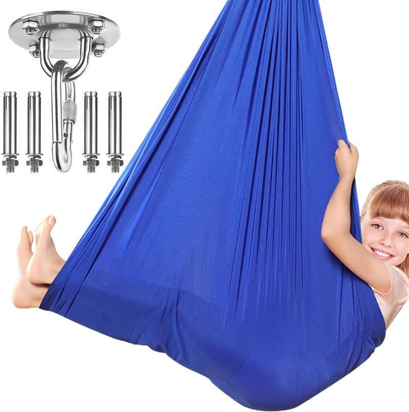 Dadoudou Sensory Swing Indoor Hammock Chair for Kids With Special Needs, Autism, ADHD, SPD, Aspergers, Sensory Integration, Snuggle Cuddle Pod Therapy With Hardware Included (Blue) - Image 1