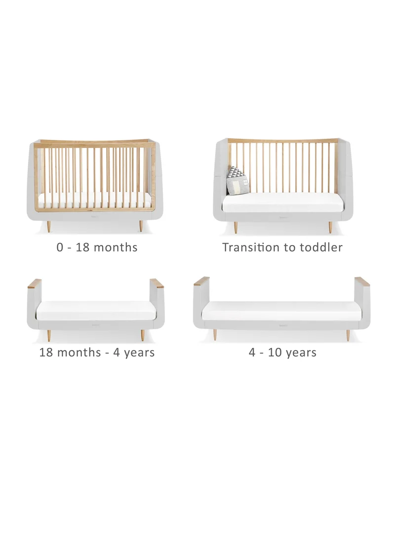 Snuz Kot Skandi Cot Bed For Infant And Baby, Modern And Minimal Style , Easly Convert To Toddler Bed, Made of Sustainably Sourced Wood, Dimensions W72 X L133Cm X H89Cm, Colour - Haze Grey