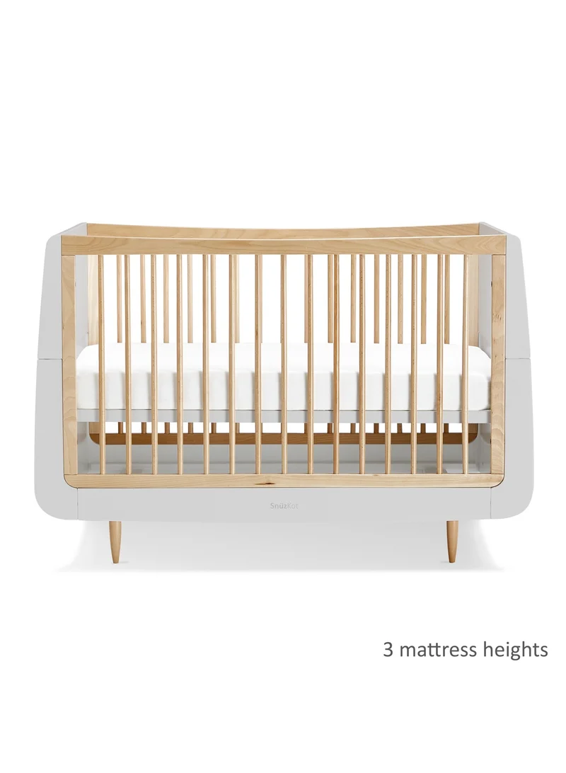 Snuz Kot Skandi Cot Bed For Infant And Baby, Modern And Minimal Style , Easly Convert To Toddler Bed, Made of Sustainably Sourced Wood, Dimensions W72 X L133Cm X H89Cm, Colour - Haze Grey