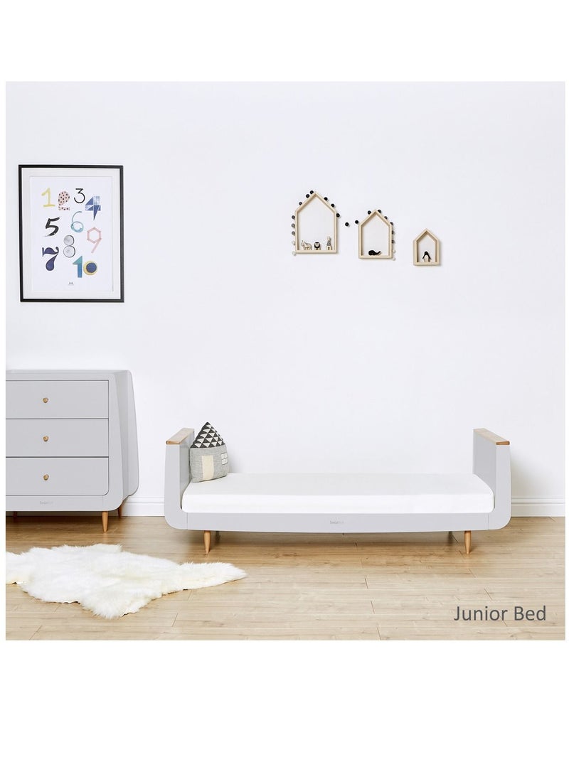 Snuz - Kot Skandi Cot Bed For Infant And Baby, Modern And Minimal Style , Easly Convert To Toddler Bed, Made of Sustainably Sourced Wood, Dimensions W72 X L133Cm X H89Cm, Colour - Haze Grey - Image 1