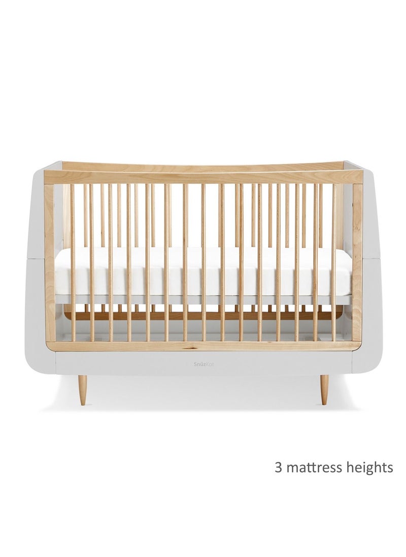 Snuz - Kot Skandi Cot Bed For Infant And Baby, Modern And Minimal Style , Easly Convert To Toddler Bed, Made of Sustainably Sourced Wood, Dimensions W72 X L133Cm X H89Cm, Colour - Haze Grey - Image 1