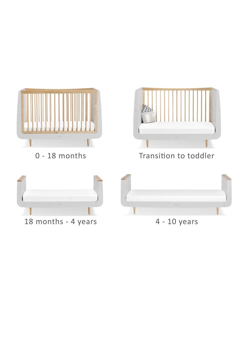 Snuz - Kot Skandi Cot Bed For Infant And Baby, Modern And Minimal Style , Easly Convert To Toddler Bed, Made of Sustainably Sourced Wood, Dimensions W72 X L133Cm X H89Cm, Colour - Haze Grey - Image 1