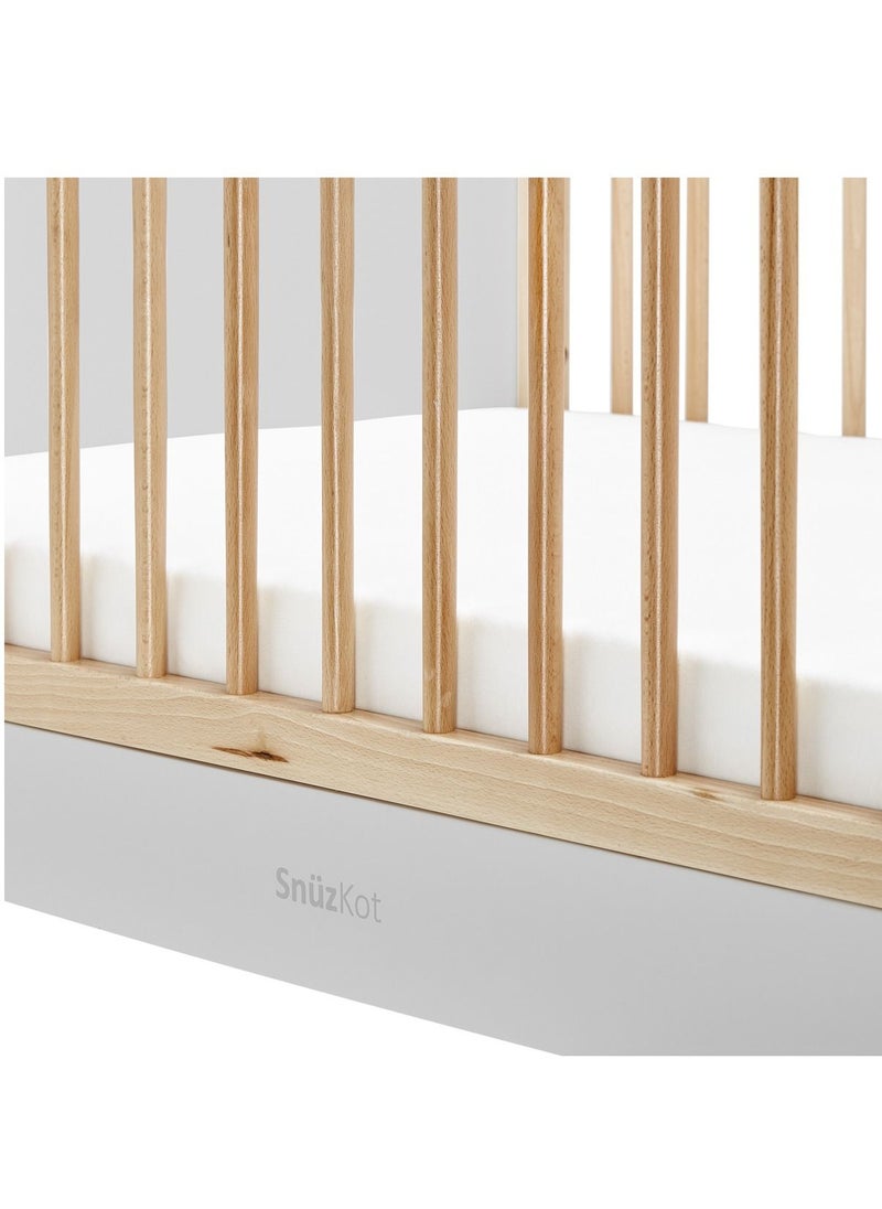 Snuz - Kot Skandi Cot Bed For Infant And Baby, Modern And Minimal Style , Easly Convert To Toddler Bed, Made of Sustainably Sourced Wood, Dimensions W72 X L133Cm X H89Cm, Colour - Haze Grey - Image 1