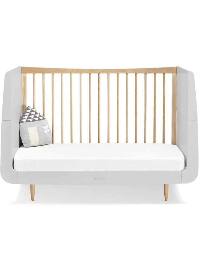 Snuz Kot Skandi Cot Bed For Infant And Baby, Modern And Minimal Style , Easly Convert To Toddler Bed, Made of Sustainably Sourced Wood, Dimensions W72 X L133Cm X H89Cm, Colour - Haze Grey