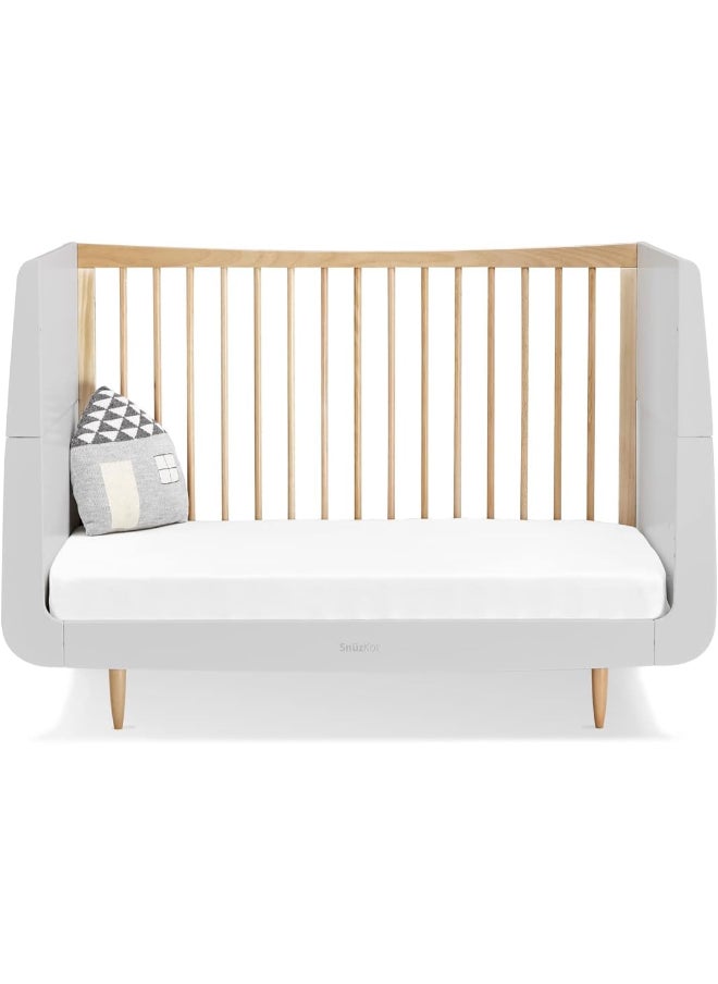 Snuz - Kot Skandi Cot Bed For Infant And Baby, Modern And Minimal Style , Easly Convert To Toddler Bed, Made of Sustainably Sourced Wood, Dimensions W72 X L133Cm X H89Cm, Colour - Haze Grey - Image 1