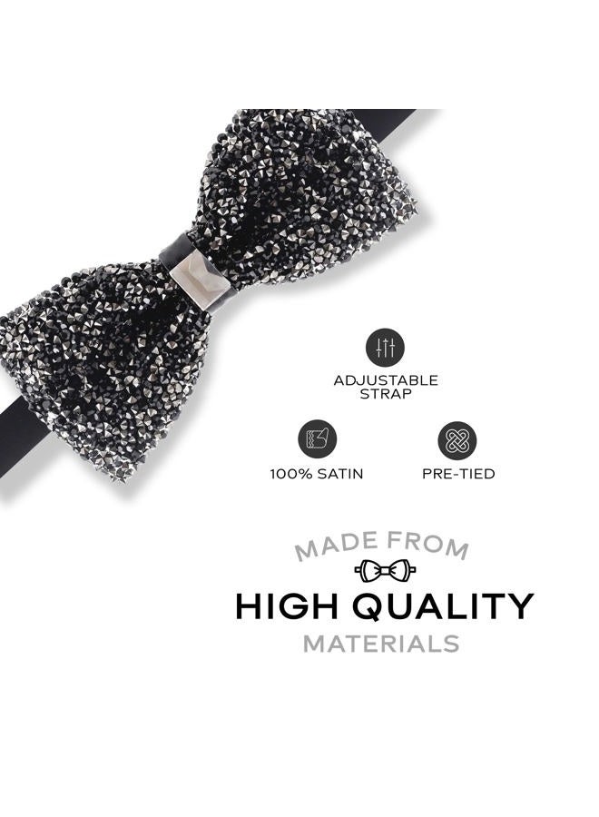 Man of Men Rhinestone Bow Ties for Men - Pre Tied Sequin Bowties Men with Adjustable Length, Jewel Bow Tie, Jewels - Black, One size - Image 2