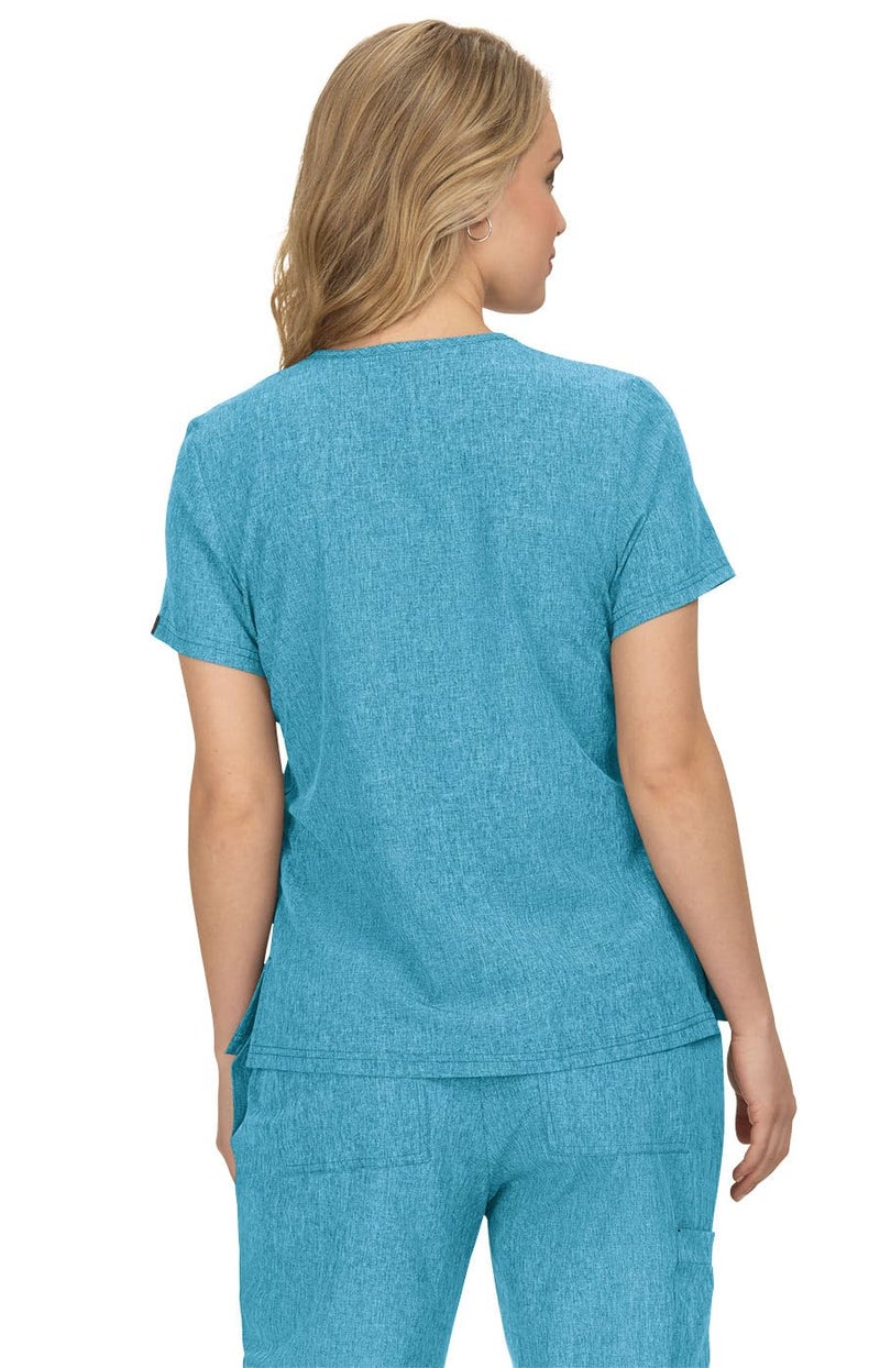 KOI Basics Kade Women's 1-Pocket Tuck-in Scrub Top Heather Electric Blue 3X-Large - Image 2