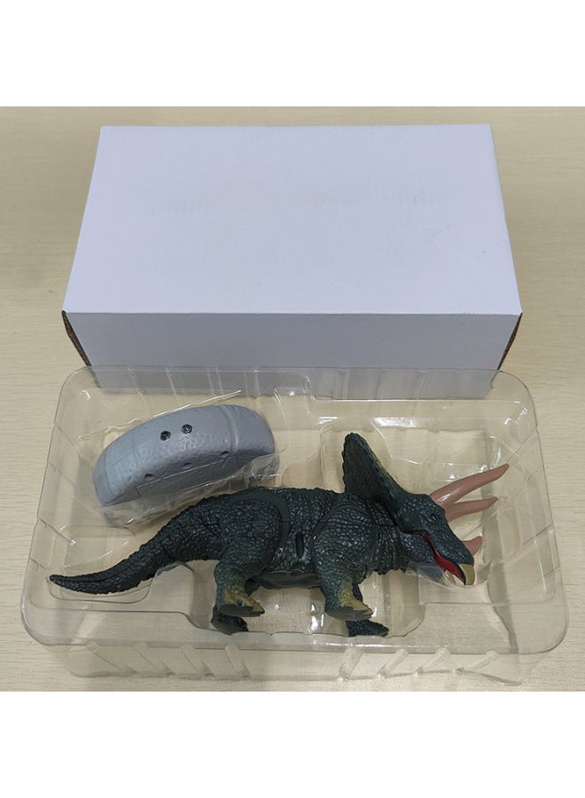 Simulation Wireless Remote Control Tyrannosaurus Rex Model Long Neck Dragon Strange Dinosaur Children Toy Boy Gift-Color:Remote Control Triceratops-Battery Edition White Boxed - Image 1