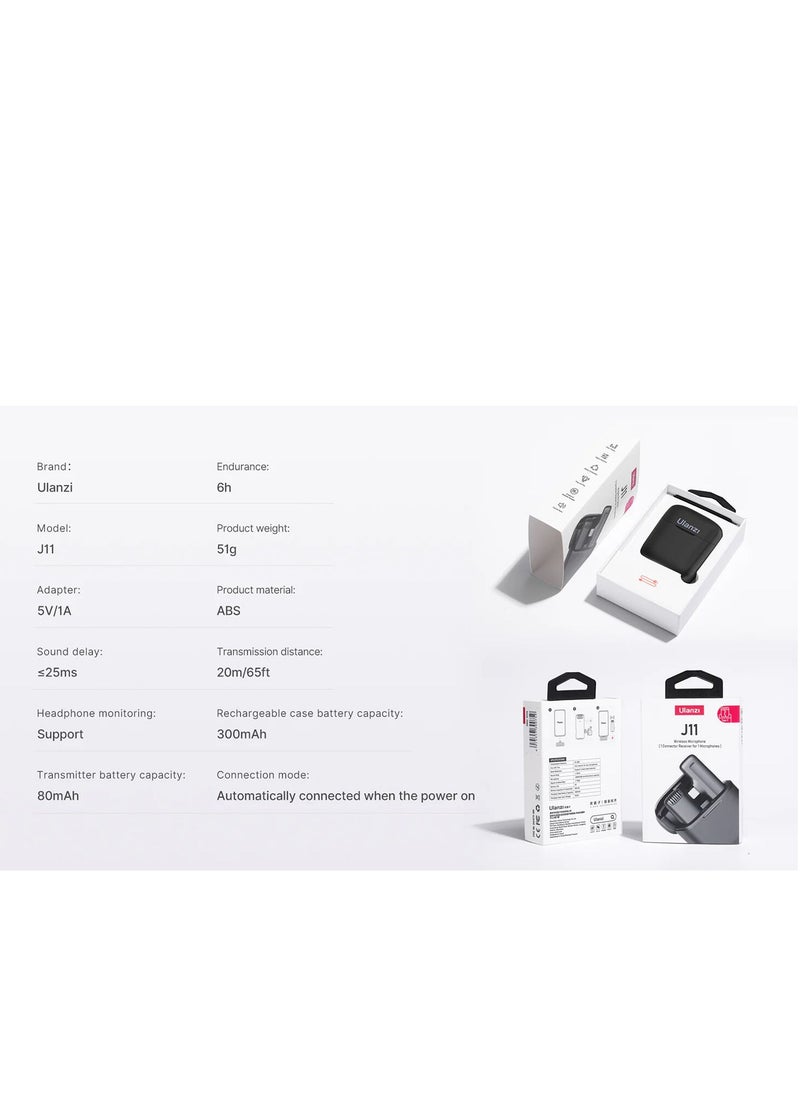 J11 Wireless Lavalier Microphone System for Smartphones (USB-C)