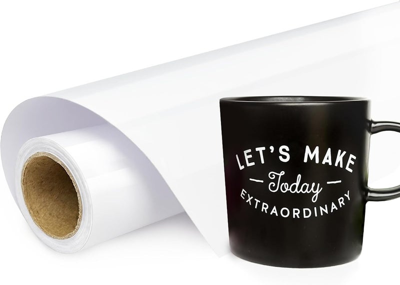 White Permanent Vinyl - 12" X 11FT White Vinyl Rolls for Cricut, Permanent Outdoor Vinyl for Decor Sticker, Silhouette, Craft Cutters, Cup, Car Decal, Scrapbooking, Signs - Image 1