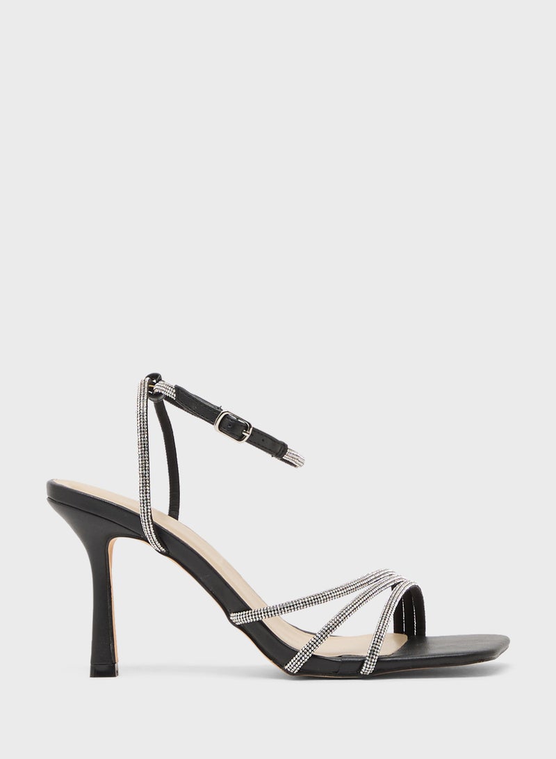 Truffle Heeled Sandal With Ankle Strap - Image 1