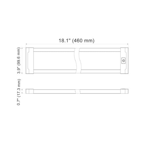 Raycharm RV & Boat Under-Cabinet Interior LED Light Fixture 18.1" x 3.9" Surface Mount, 6000K Cool-White Even Diffused Beam, High Light-Output Low Ampere Draw, 12V/24V DC, On/Off Touch Switch, 1-Pack - Image 2