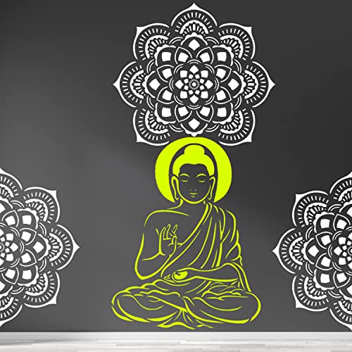 ARandNJ Combo Stencil for Wall Painting (Size:- 16X24 Inch) Theme:- Lord Buddha & Mandala Rangoli DIY Reusable Painting Design Suitable for Bedroom,Living Room Entrance (Pack of 2) - Image 4