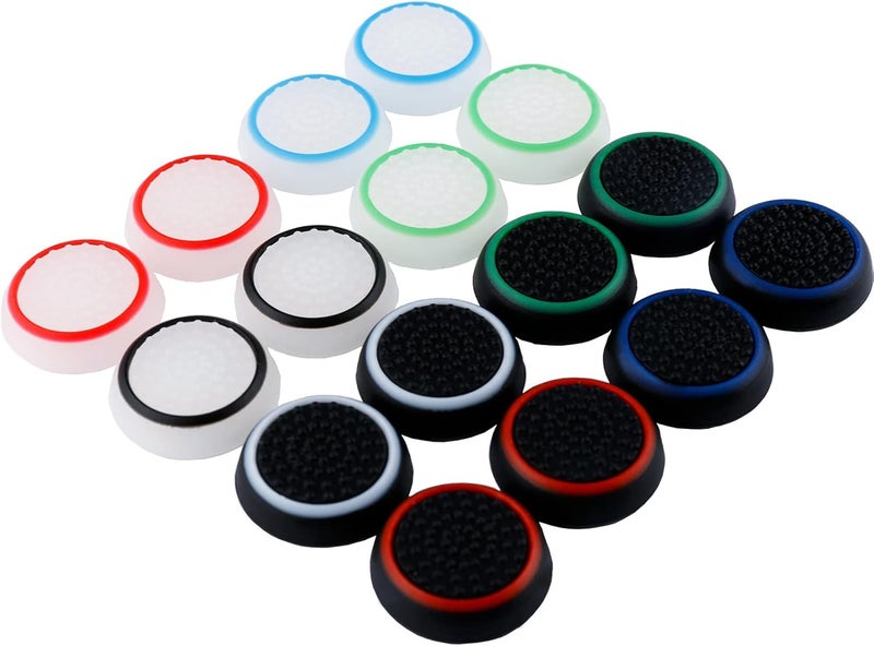 SUBANG 16 Pieces Silicone Noctilucent Thumb Grip Caps Controller Joystick Cap Covers for PS-Series, Xbox-Series Analog Stick Caps Replacement - Image 1