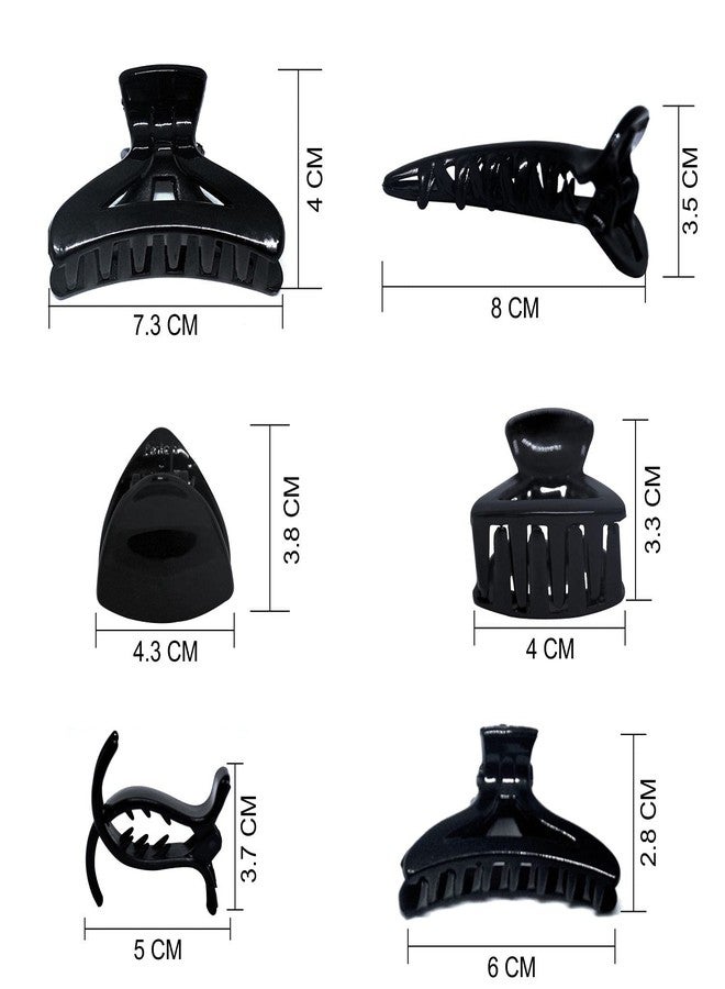 فوكس مجموعة من 6 قطع من مشابك الشعر الأنيقة متوسطة الحجم متعددة الاستخدامات للفتيات والسيدات (أسود) - Image 2