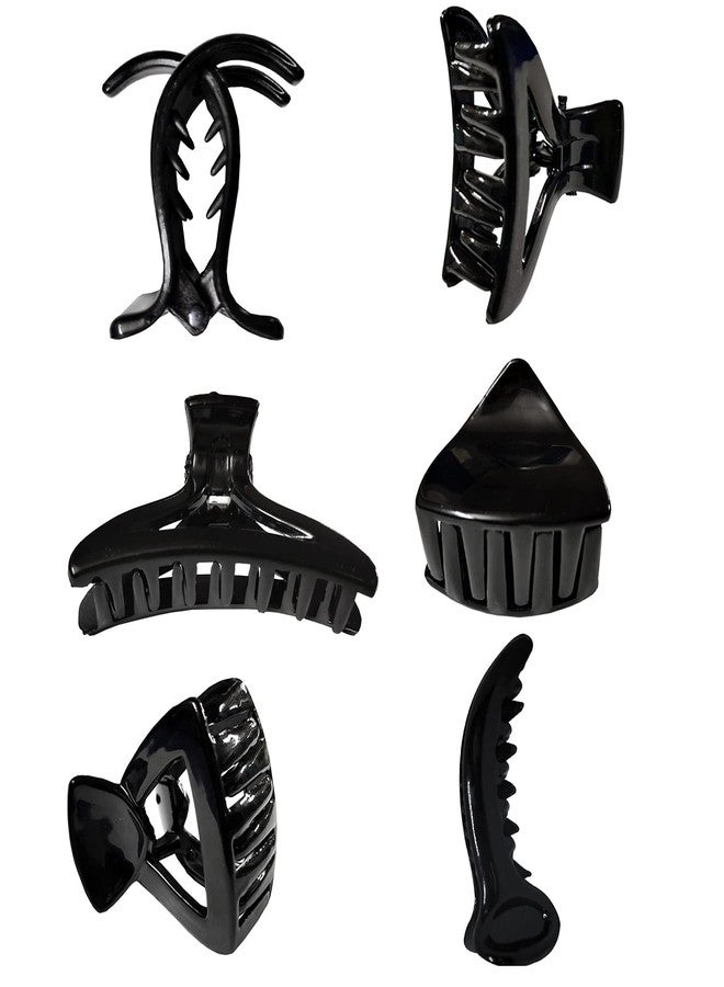 فوكس مجموعة من 6 قطع من مشابك الشعر الأنيقة متوسطة الحجم متعددة الاستخدامات للفتيات والسيدات (أسود) - Image 1