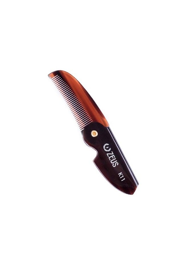 Zeus Folding Mustache Comb Handmade Sawcut Best Moustache Pocket Comb (Traditional) K11 - Image 1