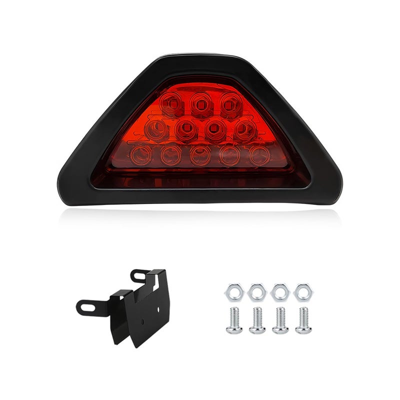ZNDAW Car F1 Style Brake Light 12V Super Bright Waterproof Triangle Rear Fog LED Lights Tail Flash Lamp F1 Style Warning Strobe Third Stop Light for Motorcycle ATV Truck SUV Red - Image 3