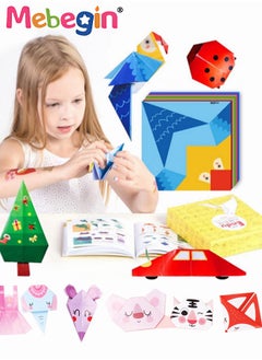 MEBEGIN Kids Origami Kit with 200 Sheets of Colorful Paper and Guiding Book, Fun Creative Origami Set with Rich Vivid Patterns, DIY Art and Craft Projects Activity, Perfect for School origami Lessons, Ideal for Both Kids and Adults Who Enjoy DIY Projects  - Image 1