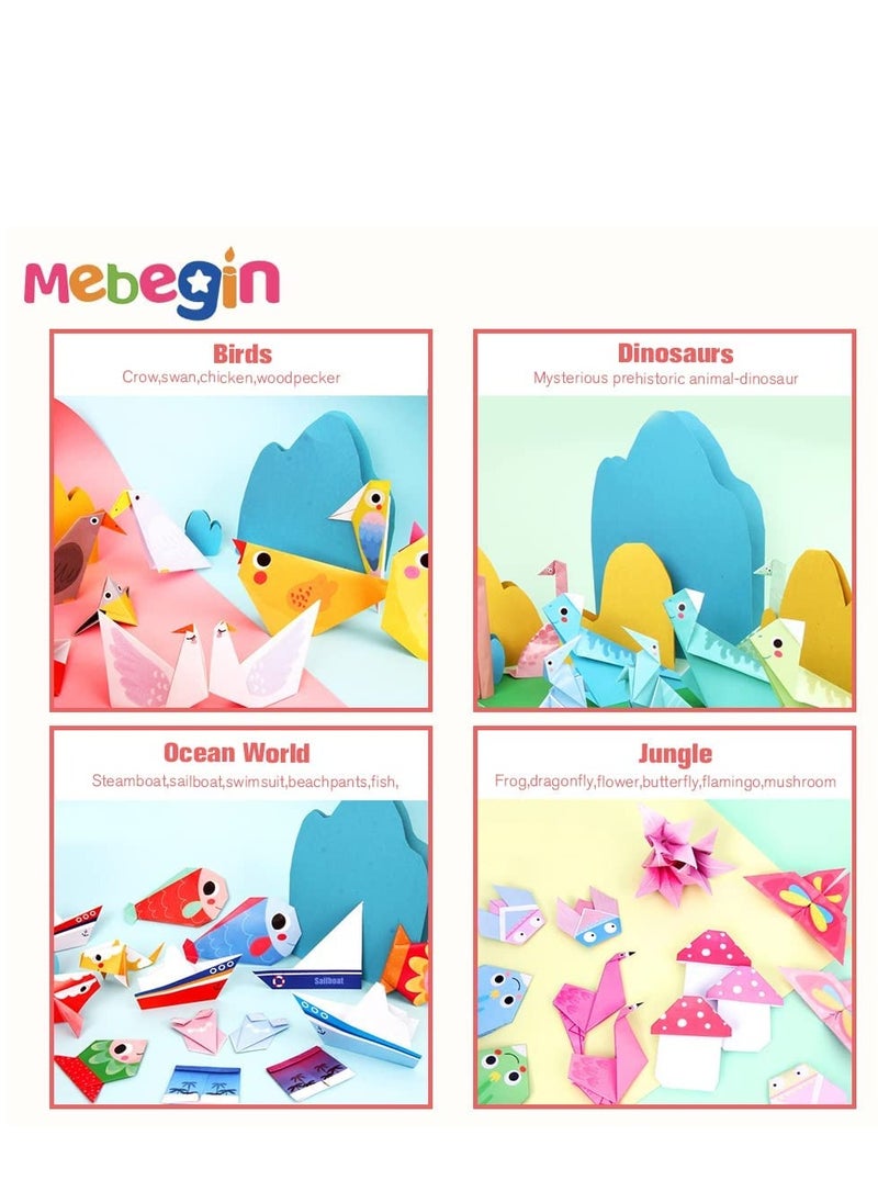 MEBEGIN - Kids Origami Kit with 200 Sheets of Colorful Paper and Guiding Book, Fun Creative Origami Set with Rich Vivid Patterns, DIY Art and Craft Projects Activity, Perfect for School origami Lessons, Ideal for Both Kids and Adults Who Enjoy DIY Projects - Image 1