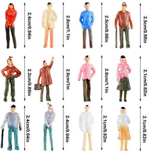 Gejoy 100 Pieces Miniature People Figurines 1:75 Scale Model Trains Architectural Plastic Mini Tiny People Sitting and Standing for Diorama - Image 2