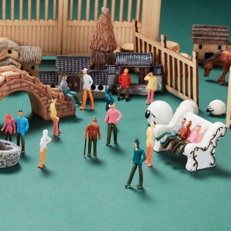 Gejoy 100 Pieces Miniature People Figurines 1:75 Scale Model Trains Architectural Plastic Mini Tiny People Sitting and Standing for Diorama - Image 5