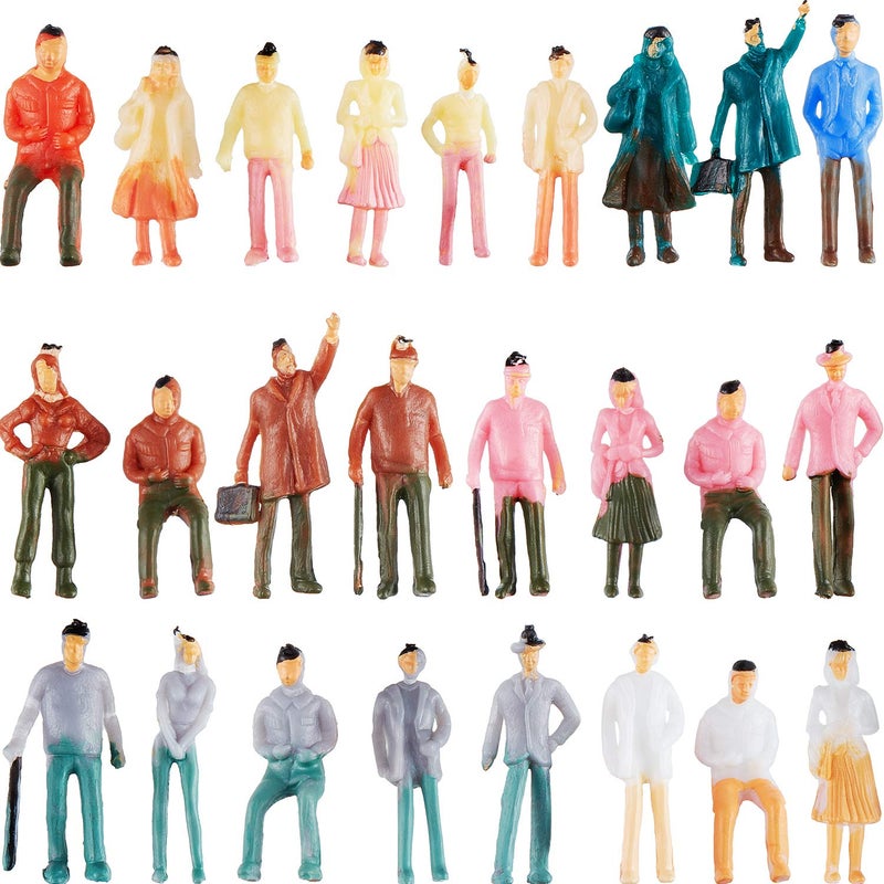 Gejoy 100 Pieces Miniature People Figurines 1:75 Scale Model Trains Architectural Plastic Mini Tiny People Sitting and Standing for Diorama - Image 1