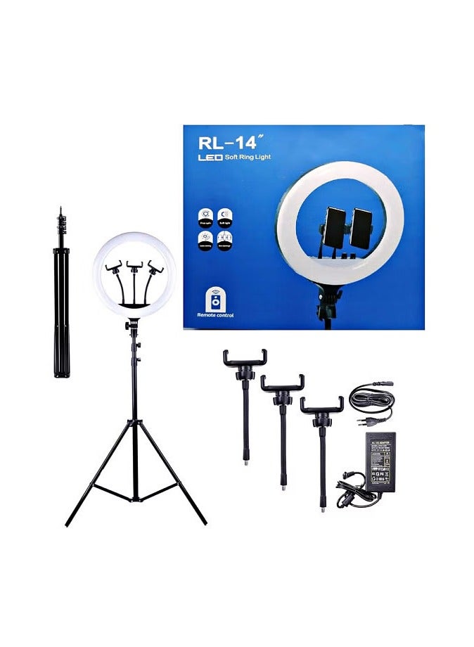 RL 14-Inch Dimmable LED Ring Light with Tripod Stand and Remote Control for Makeup, Selfies, YouTube Videos, and Studio Portraits and stand – Includes Carrying Bag CRI 90 - Image 1