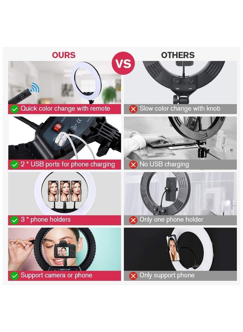 RL 14-Inch Dimmable LED Ring Light with Tripod Stand and Remote Control for Makeup, Selfies, YouTube Videos, and Studio Portraits and stand – Includes Carrying Bag CRI 90 - Image 4