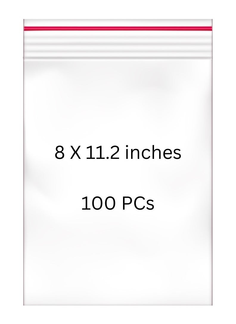 Nice Pack 100 Pieces 8 x 11.2 inches Clear Zip and Lock Bags - Resealable Plastic Zipper Bags  - Image 1